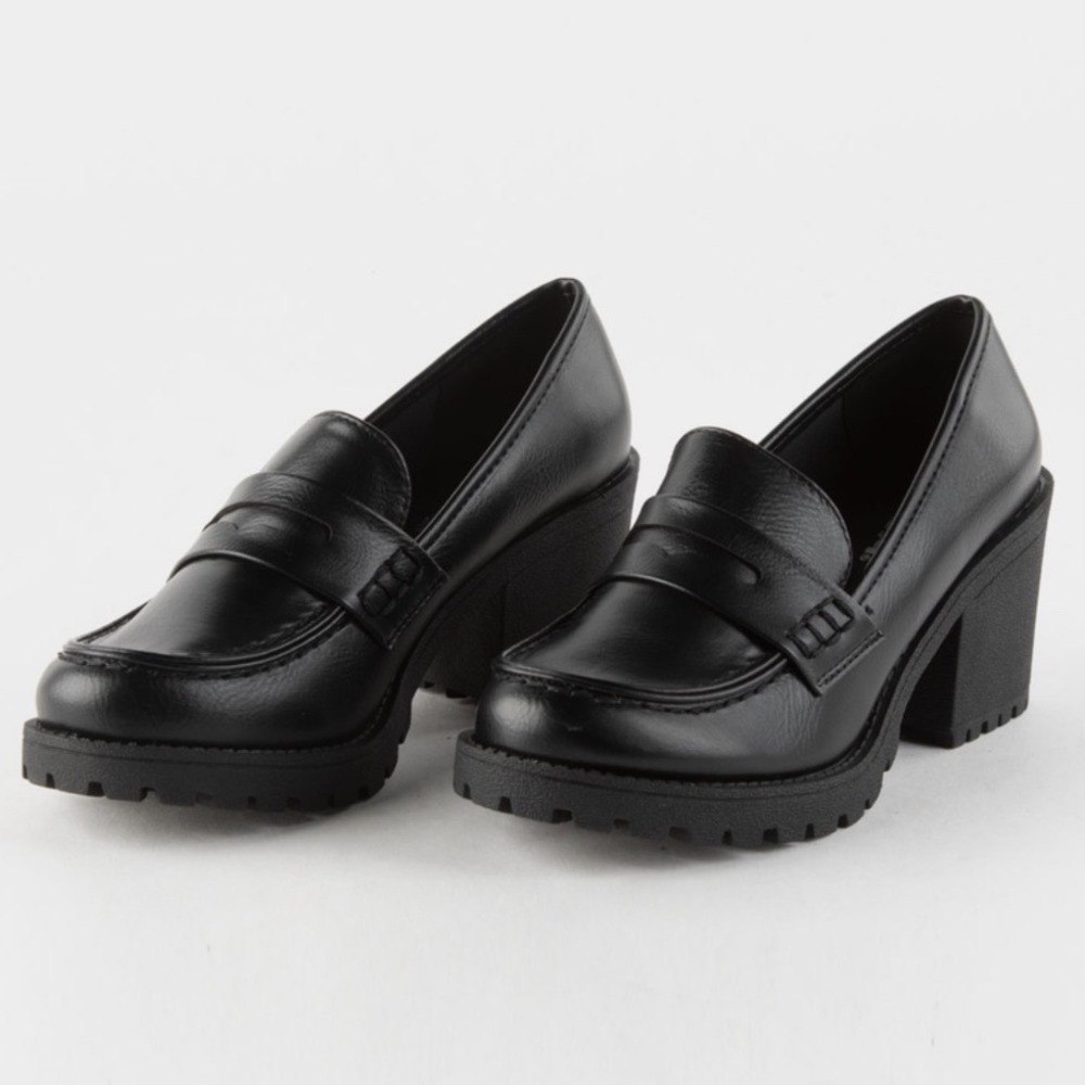 Soda Vintage Y2K Kinder Black Chunky Platform Penny Loafers Women's Size 9M